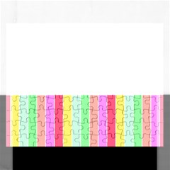 Pastel Rainbow Sorbet Deck Chair Stripes Rectangular Jigsaw Puzzl by PodArtist