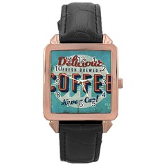 Delicious Coffee Rose Gold Leather Watch  by snowwhitegirl