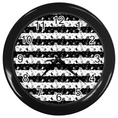 Black And White Halloween Nightmare Stripes Wall Clock (black) by PodArtist