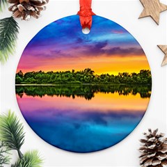 Sunset Color Evening Sky Evening Round Ornament (two Sides) by Sapixe