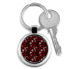 Gothic Woman Rose Bats Pattern Key Chains (round)  by snowwhitegirl