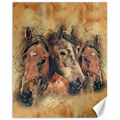 Head Horse Animal Vintage Canvas 16  X 20  by Simbadda