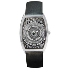 Graphic Design Round Geometric Barrel Style Metal Watch by Nexatart