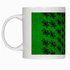 Forest Flowers In The Green Soft Ornate Nature White Mugs by pepitasart