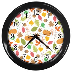 Thanksgiving Pattern Wall Clock (black) by Valentinaart