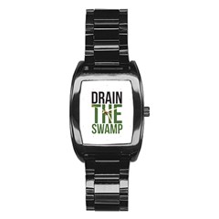 Drain The Swamp Maga Green And Gray Stainless Steel Barrel Watch by snek