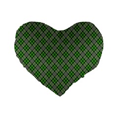 Lumberjack Plaid Buffalo Plaid Green White Standard 16  Premium Heart Shape Cushions by Wegoenart