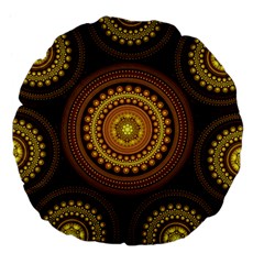 Fractal Yellow Gold Circles Large 18  Premium Flano Round Cushions by Wegoenart