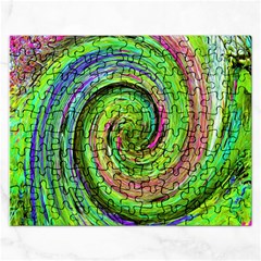 Groovy Abstract Green And Crimson Liquid Swirl Rectangular Jigsaw Puzzl by myrubiogarden