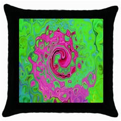 Groovy Abstract Green And Red Lava Liquid Swirl Throw Pillow Case (black) by myrubiogarden