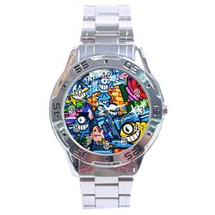 Graffiti Urban Colorful Graffiti Cartoon Fish Stainless Steel Analogue Watch by genx