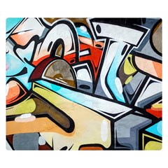 Blue Face King Graffiti Street Art Urban Blue And Orange Face Abstract Hiphop Double Sided Flano Blanket (small)  by genx