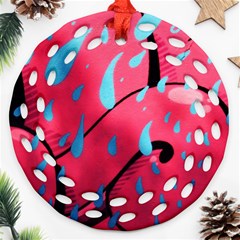 Graffiti Watermelon Pink With Light Blue Drops Retro Ornament (round Filigree) by genx