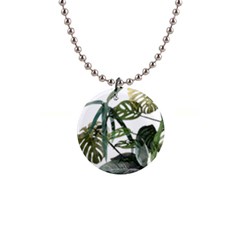 Botanical Illustration Palm Leaf 1  Button Necklace