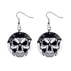 Kerchief Human Skull Mini Button Earrings