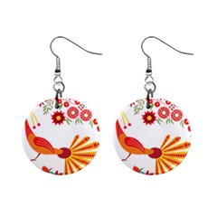 Peacock Pattern Mini Button Earrings