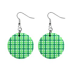 Sweet Pea Green Gingham Mini Button Earrings by WensdaiAmbrose