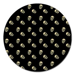 Skull Black Pattern Magnet 5  (round) by snowwhitegirl