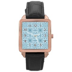 Ornamental Blue Rose Gold Leather Watch  by snowwhitegirl