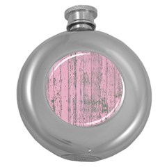 Old Pink Wood Wall Round Hip Flask (5 Oz) by snowwhitegirl