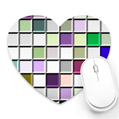 Color Tiles Abstract Mosaic Background Heart Mousepads by Sudhe