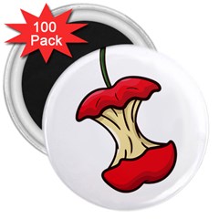 Red Apple Core Funny Retro  3  Magnets (100 Pack) by genx