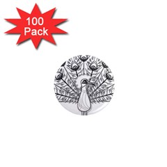 Peacock Plumage Display Bird 1  Mini Magnets (100 Pack)  by Pakrebo