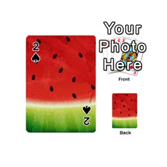 Juicy Paint Texture Watermelon Red And Green Watercolor Playing Cards 54 (mini) by genx