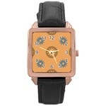 Flowers Screws Rounds Circle Rose Gold Leather Watch  Front