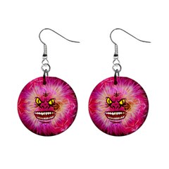 Monster Pink Eyes Aggressive Fangs Mini Button Earrings