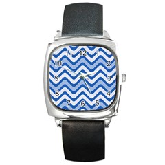 Waves Wavy Lines Square Metal Watch