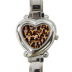 Stylised Horns Black Pattern Heart Italian Charm Watch