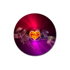 Flame Heart Smoke Love Fire Magnet 3  (round) by HermanTelo