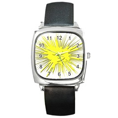 Smilie Sun Emoticon Yellow Cheeky Square Metal Watch