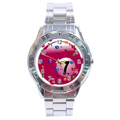 Billiard Ball Ball Game Pink Stainless Steel Analogue Watch