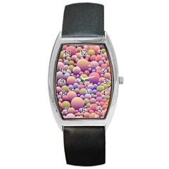 Abstract Background Circle Bubbles Barrel Style Metal Watch