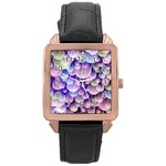 Abstract Background Circle Bubbles Space Rose Gold Leather Watch  Front