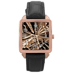 Music Clef Tones Rose Gold Leather Watch 