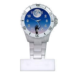 Moon Sky Blue Hand Arm Night Plastic Nurses Watch