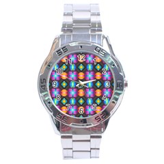 Squares Spheres Backgrounds Texture Stainless Steel Analogue Watch