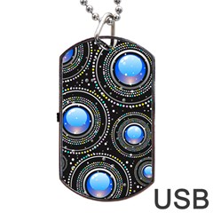 Abstract Glossy Blue Dog Tag Usb Flash (one Side)