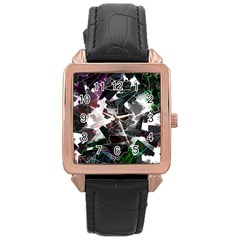 Abstract Science Fiction Rose Gold Leather Watch 