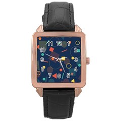 Background Geometric Rose Gold Leather Watch 