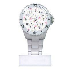 Floral Pink Blue Plastic Nurses Watch