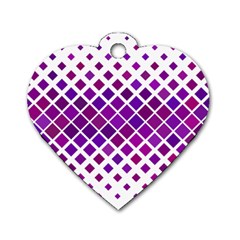 Pattern Square Purple Horizontal Dog Tag Heart (two Sides)