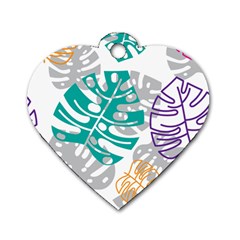 Pattern Leaves Rainbow Dog Tag Heart (two Sides)