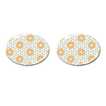 Stamping Pattern Yellow Cufflinks (Oval) Front(Pair)