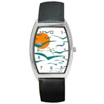 Sunset Glow Sun Birds Flying Barrel Style Metal Watch Front