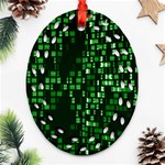 Abstract Plaid Green Oval Filigree Ornament (Two Sides) Front