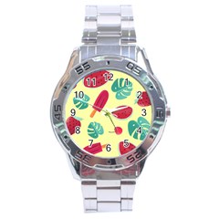 Watermelon Leaves Strawberry Stainless Steel Analogue Watch